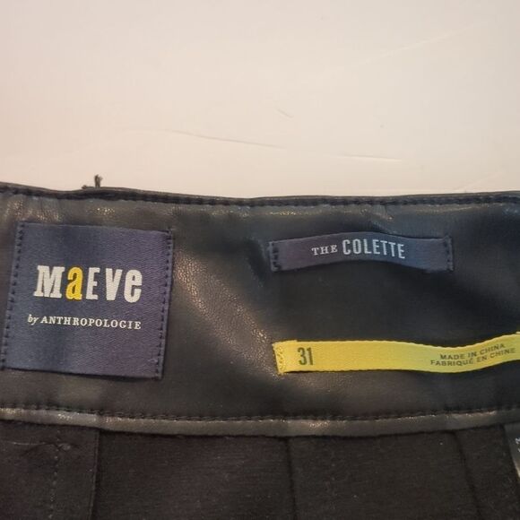 Anthropologie Maeve the Colette Cropped Wide-Leg Faux Leather Pants Black Sz 31 - Picture 5 of 7